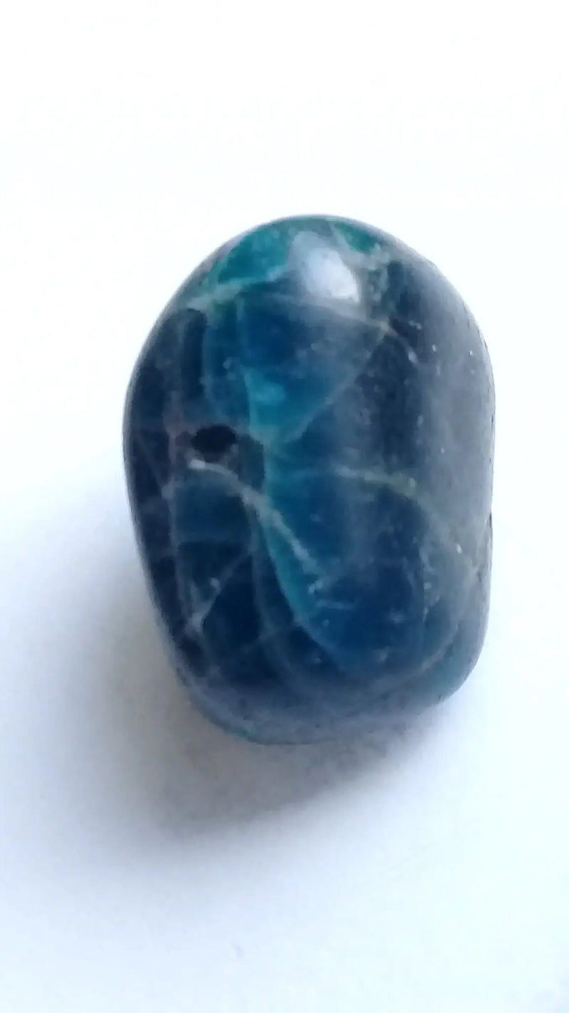 Load image into Gallery viewer, Apatite bleue cristallisée à inclusions de Rutile Hématoïde Grade A ++++ pierre roulée Apatite bleue cristallisée à inclusions de rutile hématoïde pierre roulée Dans la besace du p&#39;tit Poucet...   
