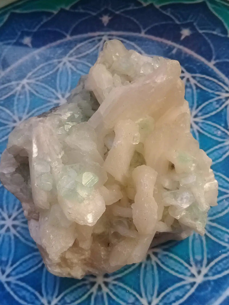 Load image into Gallery viewer, Apophyllite verte et blanche sur Stilbite Grade A ++++ pièce de Collection Apophyllite verte et blanche sur Stilbite

