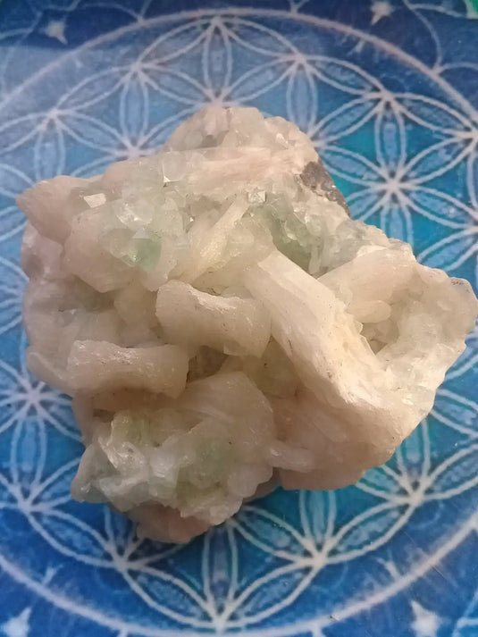Apophyllite verte et blanche sur Stilbite Grade A ++++ pièce de Collection Apophyllite verte et blanche sur Stilbite