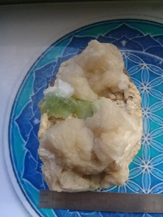 Apophyllite verte sur Stilbite Grade A ++++ pièce de collection Apophyllite verte sur Stilbite