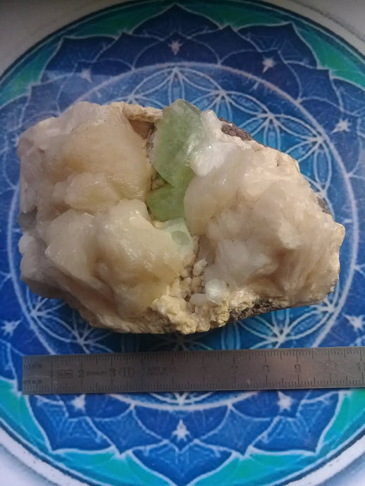 Apophyllite verte sur Stilbite Grade A ++++ pièce de collection Apophyllite verte sur Stilbite