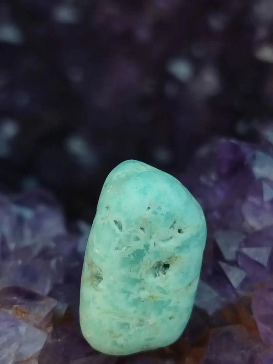 Aragonite Bleue d’Afghanistan - Pierre roulée aspect brut - Grade Prémium Aragonite Bleue pierre roulée aspect brute