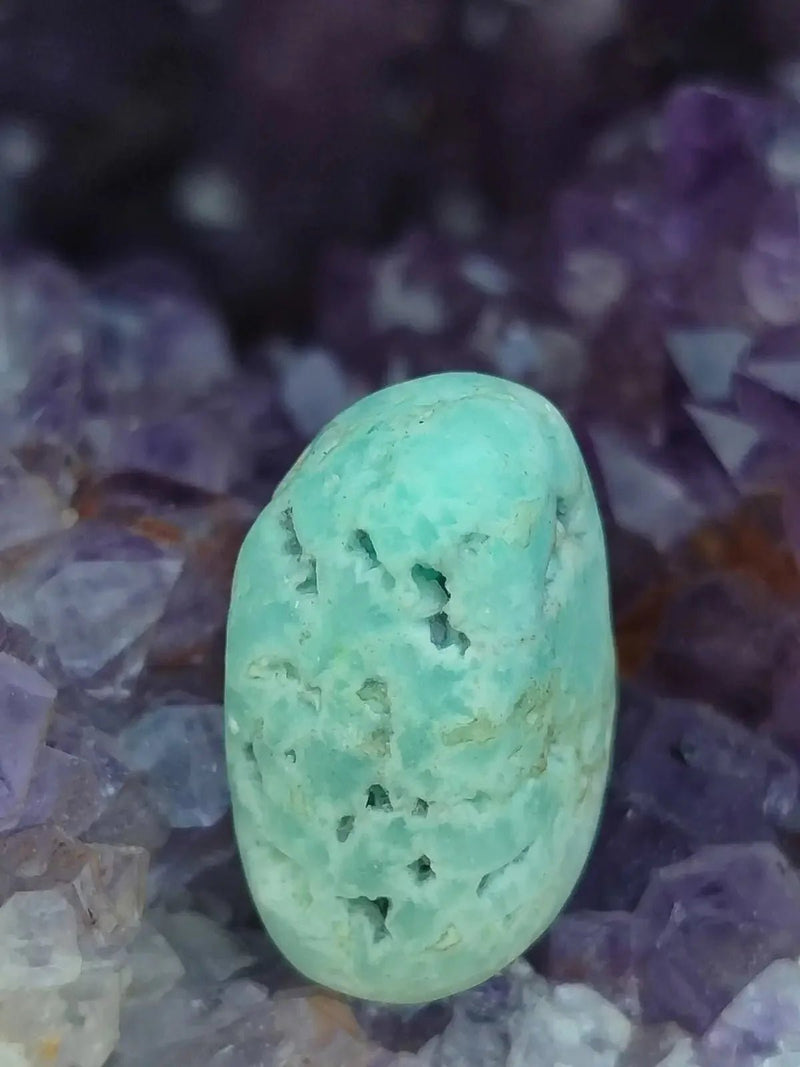 Chargez l&#39;image dans la visionneuse de la galerie, Aragonite Bleue d’Afghanistan - Pierre roulée aspect brut - Grade Prémium Aragonite Bleue pierre roulée aspect brute
