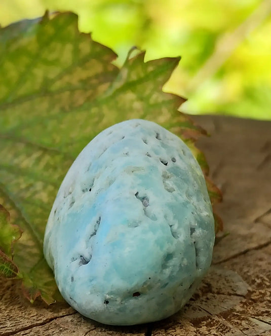 Aragonite Bleue d’Afghanistan - Pierre roulée aspect brut - Grade Prémium Aragonite Bleue pierre roulée aspect brute