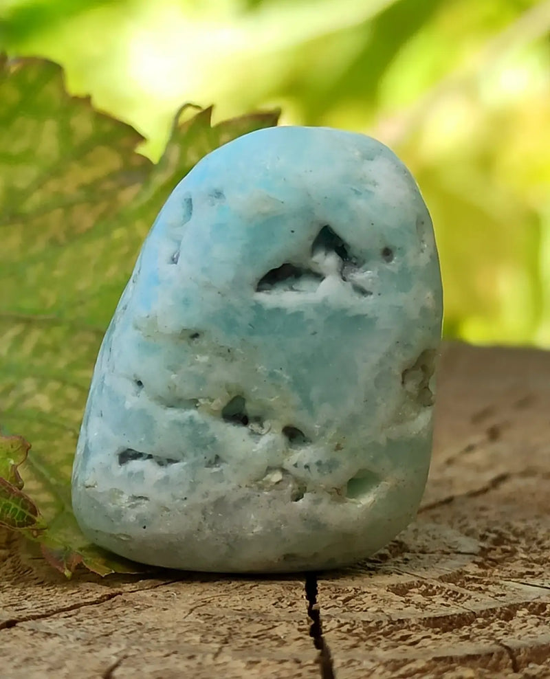 Chargez l&#39;image dans la visionneuse de la galerie, Aragonite Bleue d’Afghanistan - Pierre roulée aspect brut - Grade Prémium Aragonite Bleue pierre roulée aspect brute
