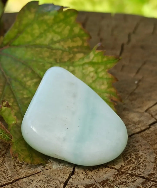 Aragonite Bleue d’Afghanistan - Pierre roulée aspect soyeux - Grade Prémium Aragonite Bleue pierre roulée