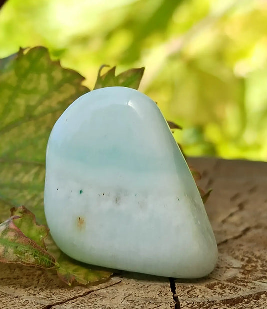 Aragonite Bleue d’Afghanistan - Pierre roulée aspect soyeux - Grade Prémium Aragonite Bleue pierre roulée