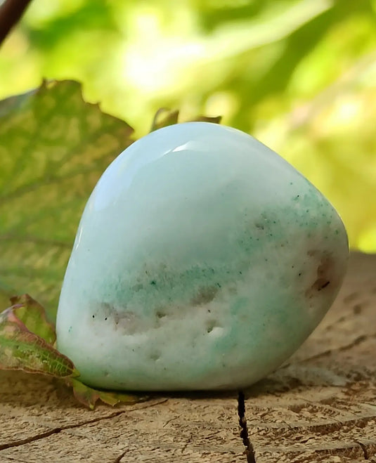 Aragonite Bleue d’Afghanistan - Pierre roulée aspect soyeux - Grade Prémium Aragonite Bleue pierre roulée
