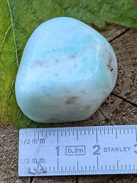 Aragonite Bleue d’Afghanistan - Pierre roulée aspect soyeux - Grade Prémium Aragonite Bleue pierre roulée