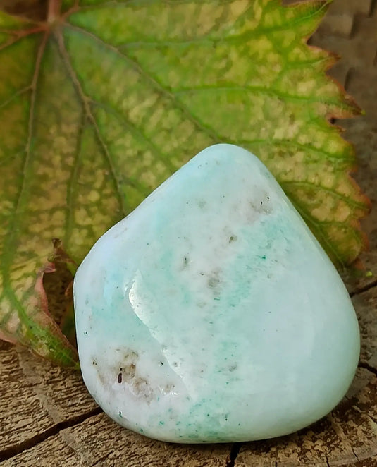 Aragonite Bleue d’Afghanistan - Pierre roulée aspect soyeux - Grade Prémium Aragonite Bleue pierre roulée