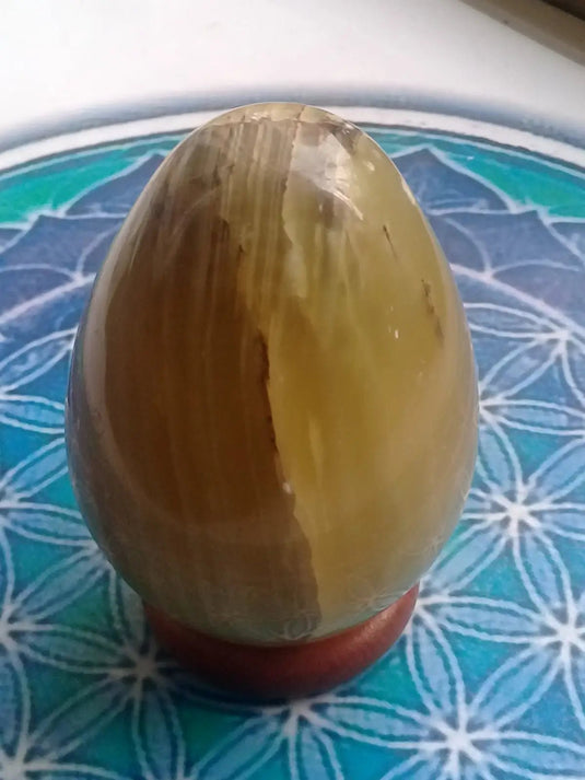 Aragonite Œuf minéral Grade A ++++ 6,7 X 4,5cm Onyx verte Œuf minéral 6,7 X 4,5cm