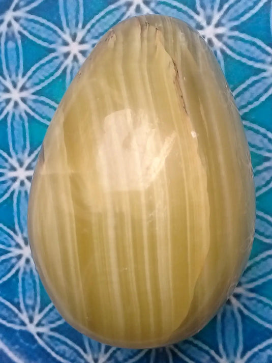 Aragonite Œuf minéral Grade A ++++ 6,7 X 4,5cm Onyx verte Œuf minéral 6,7 X 4,5cm