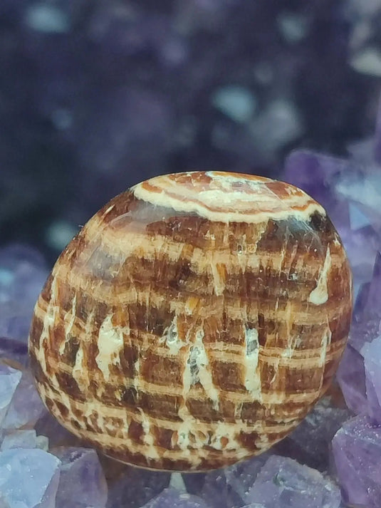 Aragonite rubanée de la région de Tazouta Maroc - Pierre roulée - Grade Prémium Aragonite rubanée pierre roulée