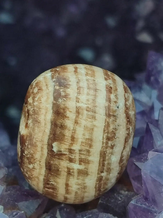 Aragonite rubanée de la région de Tazouta Maroc - Pierre roulée - Grade Prémium Aragonite rubanée pierre roulée