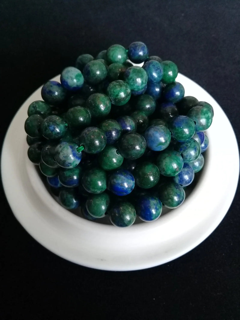 Cargue la imagen en el visor de la galería, Azurite Malachite du Maroc perle Grade A++++ Prix perle à l’unité Azurite Malachite du Maroc perles 8mm Dans la besace du p&#39;tit Poucet   

