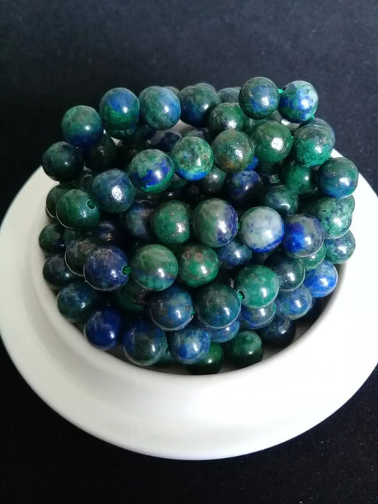 Azurite Malachite du Maroc perle Grade A++++ Prix perle à l’unité Diamètre 8mm Azurite Malachite du Maroc perles 8mm