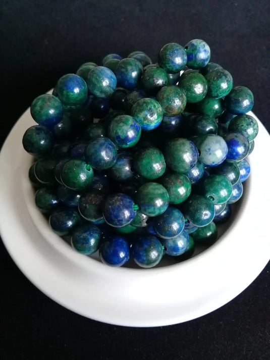 Azurite Malachite du Maroc perle Grade A++++ Prix perle à l’unité Diamètre 8mm Azurite Malachite du Maroc perles 8mm
