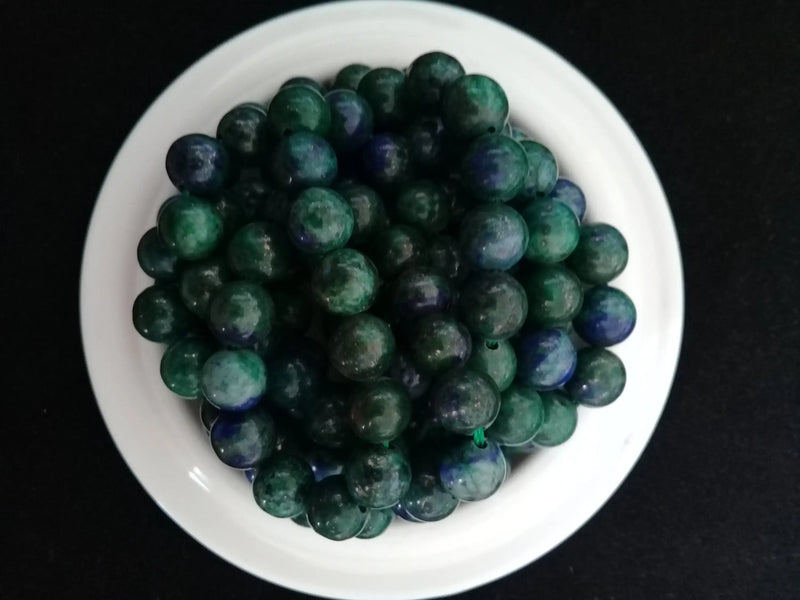 Cargue la imagen en el visor de la galería, Azurite Malachite du Maroc perle Grade A++++ Prix perle à l’unité Azurite Malachite du Maroc perles 8mm Dans la besace du p&#39;tit Poucet   
