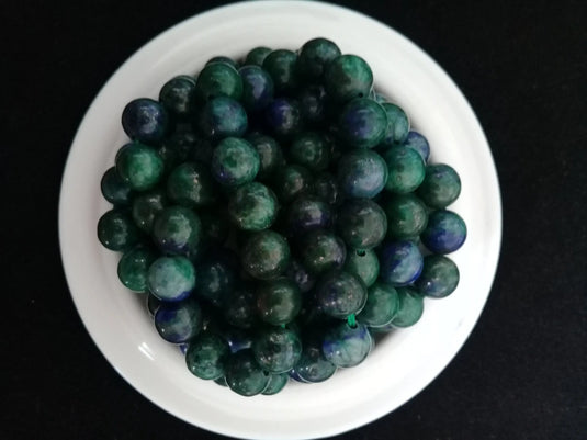 Azurite Malachite du Maroc perle Grade A++++ Prix perle à l’unité Azurite Malachite du Maroc perles 8mm Dans la besace du p'tit Poucet   