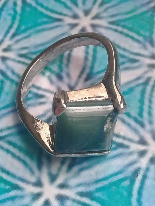 Bague Agate mousse montée sur argent 925 Grade A +++ Diamètre 18 Bague Agate mousse Diam 18