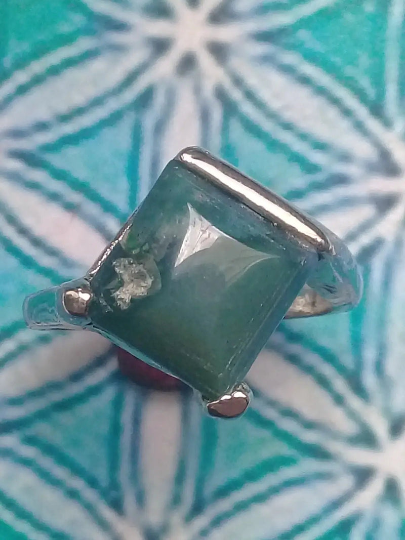 Load image into Gallery viewer, Bague Agate mousse montée sur argent 925 Grade A +++ Diamètre 18 Bague Agate mousse Diam 18
