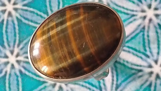 Bague Œil de tigre / Œil de faucon Grade A ++++ taille 20 réglable Bague Œil de tigre / Œil de faucon