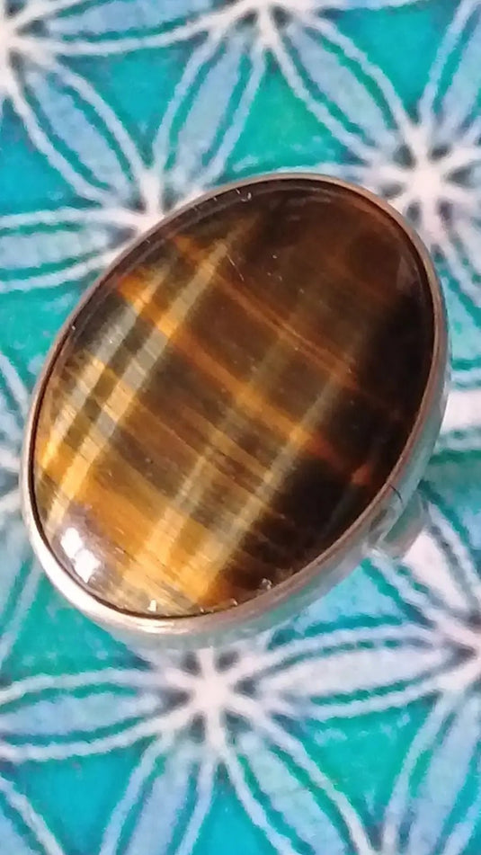 Bague Œil de tigre / Œil de faucon Grade A ++++ taille 20 réglable Bague Œil de tigre / Œil de faucon