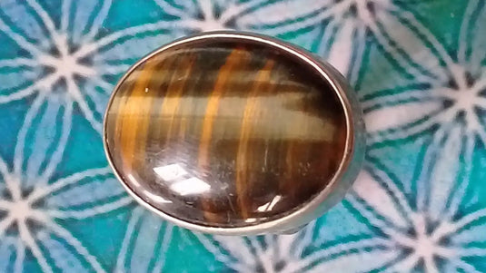 Bague Œil de tigre / Œil de faucon Grade A ++++ taille 20 réglable Bague Œil de tigre / Œil de faucon