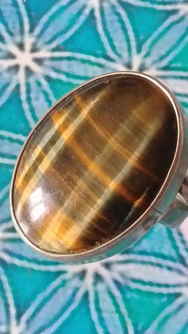 Load image into Gallery viewer, Bague Œil de tigre / Œil de faucon Grade A ++++ taille 20 réglable Bague Œil de tigre / Œil de faucon
