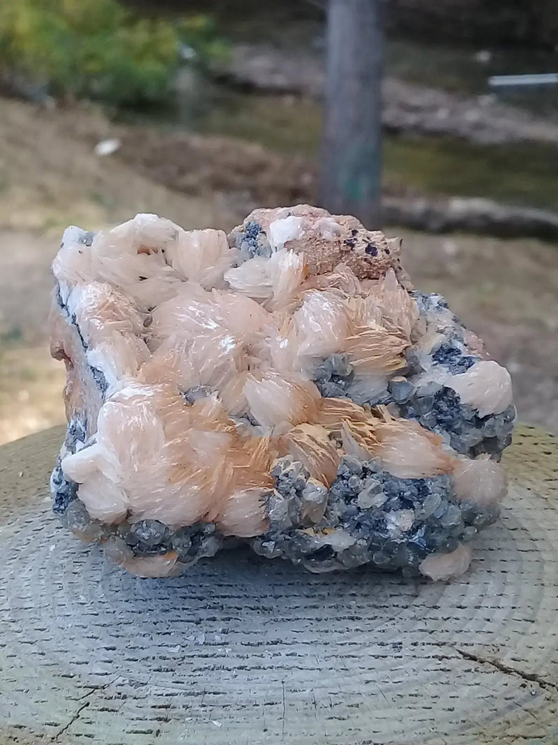 Load image into Gallery viewer, Baryte rose et pêche sur Cérusite et Galène Grade A++++ Baryte rose et pêche sur Cérusite et Galène
