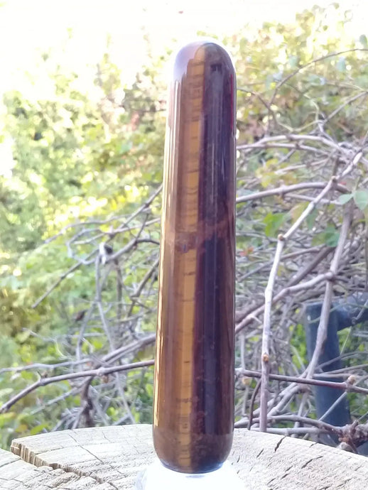 Bâton de massage acupression en Œil de tigre du Brésil Grade A ++++ Bâton de massage en Œil de tigre
