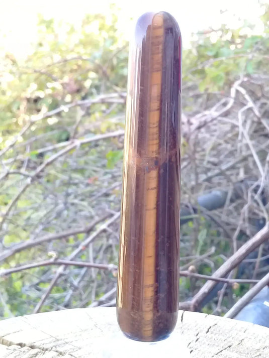 Bâton de massage acupression en Œil de tigre du Brésil Grade A ++++ Bâton de massage en Œil de tigre