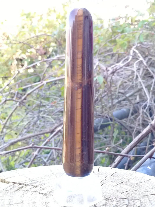 Bâton de massage acupression en Œil de tigre du Brésil Grade A ++++ Bâton de massage en Œil de tigre