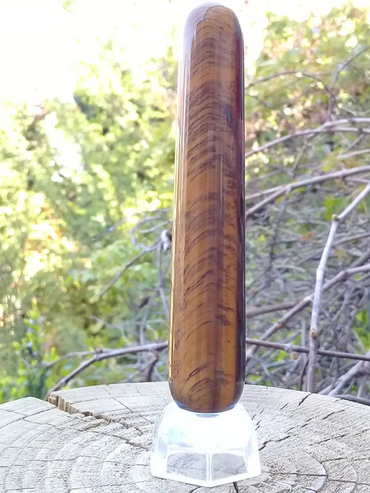 Bâton de massage acupression en Œil de tigre du Brésil Grade A ++++ Bâton de massage en Œil de tigre