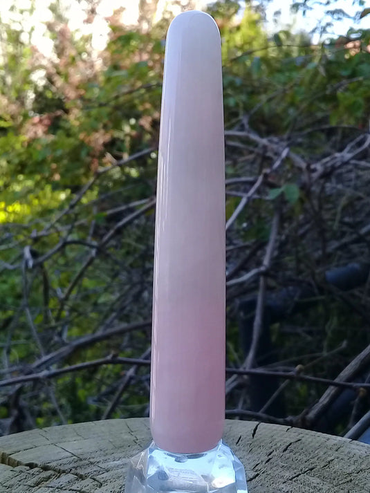 Bâton de massage acupression en Quartz rose du Brésil Grade A ++++ Bâton de massage en quartz rose du Brésil Dans la besace du p'tit Poucet   