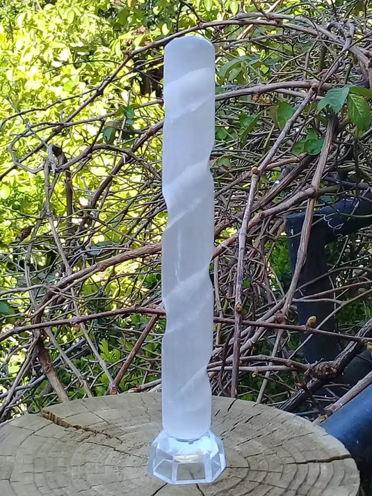 Bâton de massage rainuré en Sélénite blanche du Maroc Grade A ++++ P-M Bâton de massage rainuré en Sélénite blanche du Maroc petit modèle