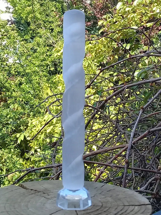 Bâton de massage rainuré en Sélénite blanche du Maroc Grade A ++++ P-M Bâton de massage rainuré en Sélénite blanche du Maroc petit modèle