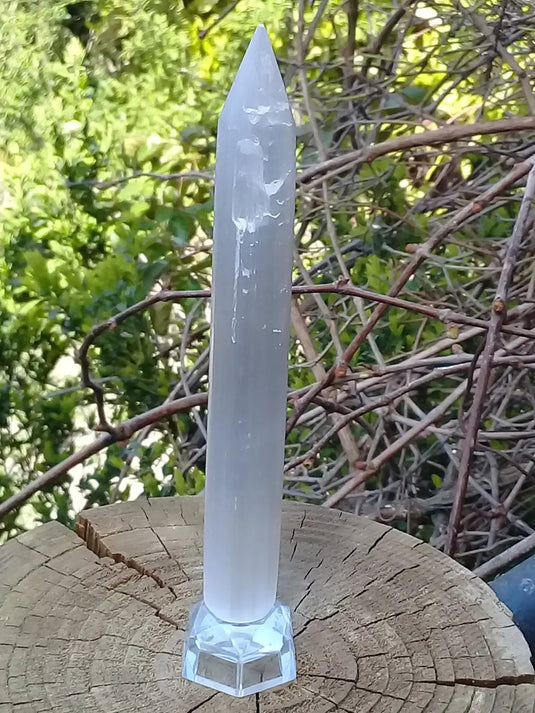 Bâton pointe de massage en Sélénite blanche du Maroc Grade A++++ Bâton pointe de massage en Sélénite blanche du Maroc