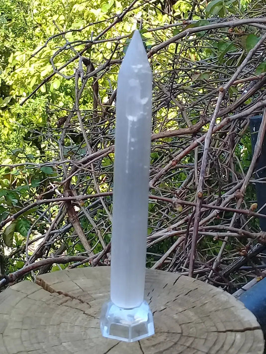 Bâton pointe de massage en Sélénite blanche du Maroc Grade A++++ Bâton pointe de massage en Sélénite blanche du Maroc