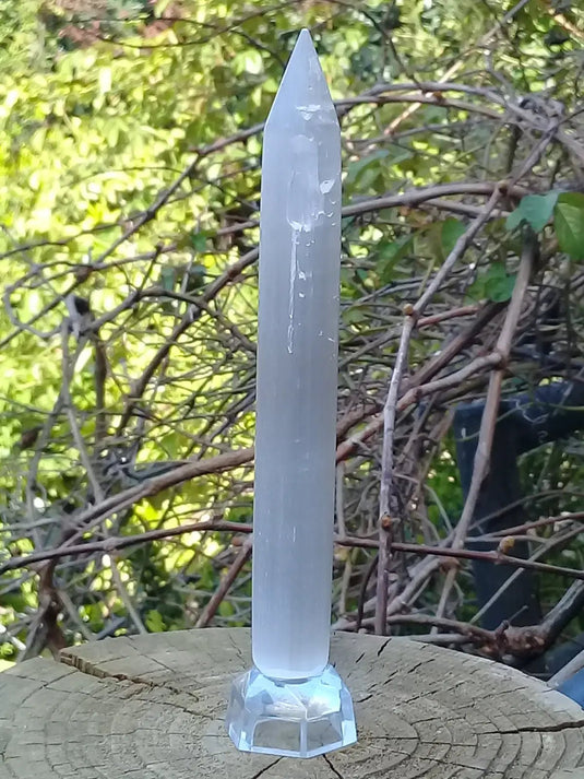 Bâton pointe de massage en Sélénite blanche du Maroc Grade A++++ Bâton pointe de massage en Sélénite blanche du Maroc