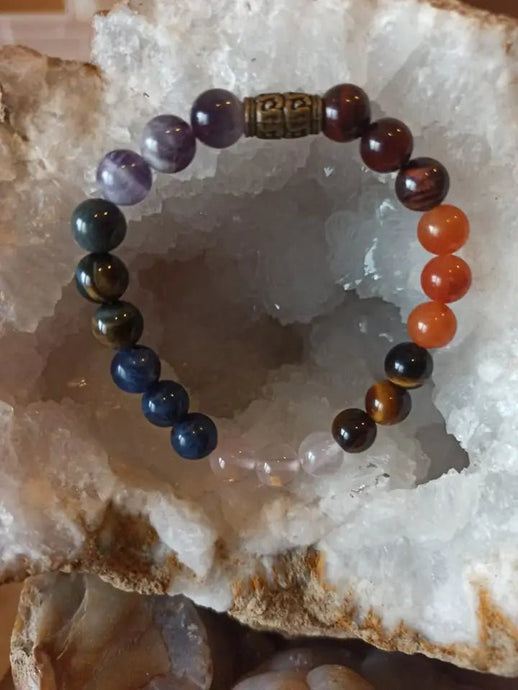 Bracelet 7 chakras en perles minérales naturelles et authentiques Bracelet 7 chakras