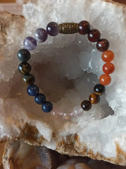 Bracelet 7 chakras en perles minérales naturelles et authentiques Bracelet 7 chakras