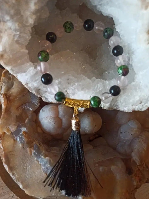 Bracelet lâcher prise & sérénité en perles naturelles de Rubis Zoïsite et Quartz rose. Bracelet lâcher prise & sérénité en Rubis Zoïsite