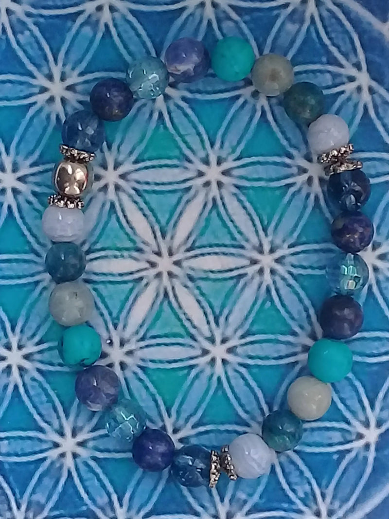 Carica immagine in Galleria Viewer, Bracelet model ’Grand bleu’ véritable perles minérales Bracelet model &quot;Grand bleu&quot; Dans la besace du p&#39;tit Poucet...   
