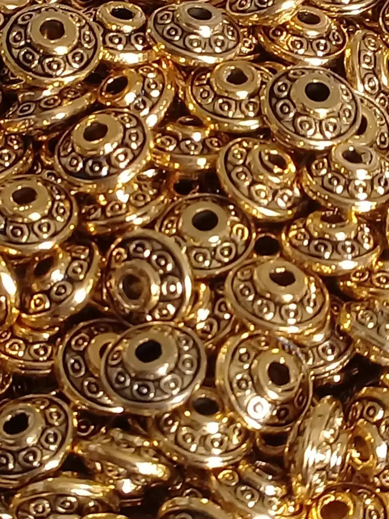 Load image into Gallery viewer, Breloque perle forme soucoupe Divers coloris 6mm X 4mm Prix perle à l’unité Diamètre 6mm / Or Perles breloque forme soucoupe Divers coloris
