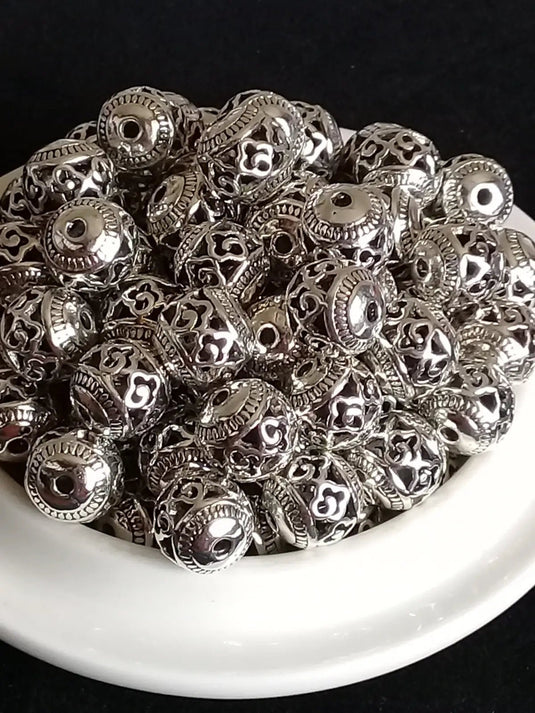 Breloque perle métal couleur Argent Diamètre 12mm Prix perle à l’unité Diamètre 12mm Perles breloque métal argenté 12mm