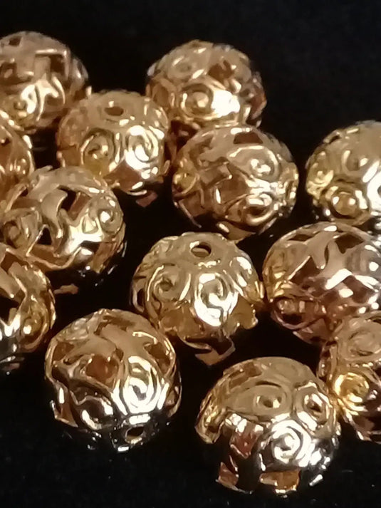 Breloque perle métal couleur Or Diam: 8mm Prix perle à l’unité Breloque perle métal couleur Or Diam: 8mm