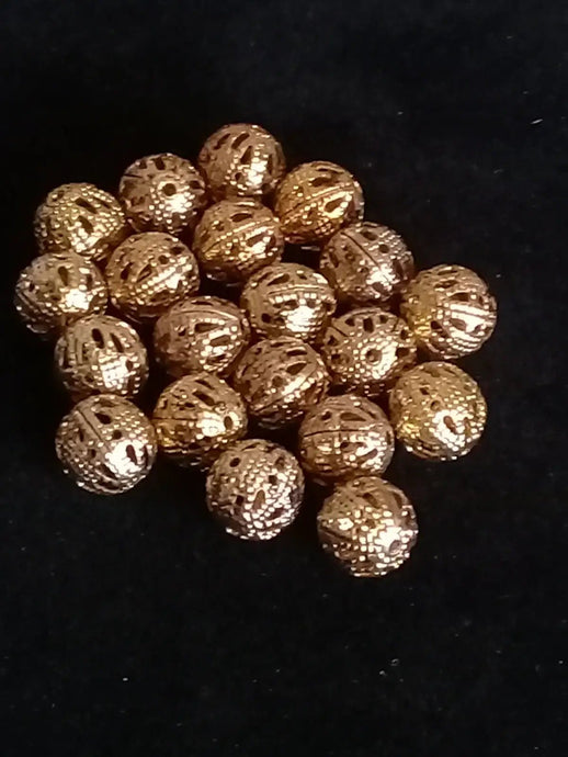 Breloque perle métal couleur Or Diam: 8mm Prix perle à l’unité Breloque perle métal couleur Or Diam: 8mm