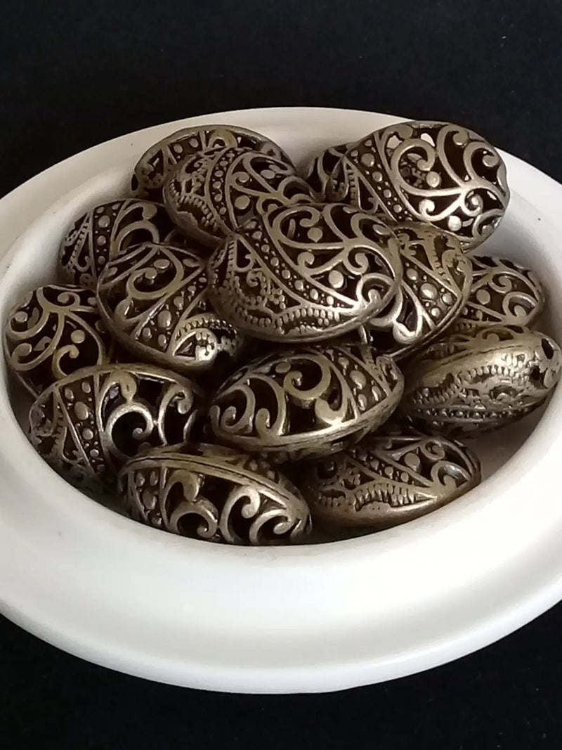 Chargez l'image dans la visionneuse de la galerie, Breloque perle ovale Divers coloris 22mm X 18mm X 12mm Prix perle à l’unité Bronze ancien Perles breloque ovale Divers coloris
