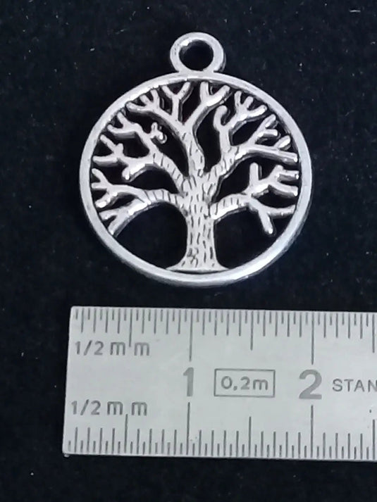 Breloques Arbre de Vie métal couleur Argent Diamètre 20mm Prix à l’unité Breloques Arbre de Vie métal couleur Argent Diamètre 20mm